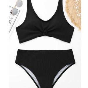 Zaful High Waist Ribbed Bikini